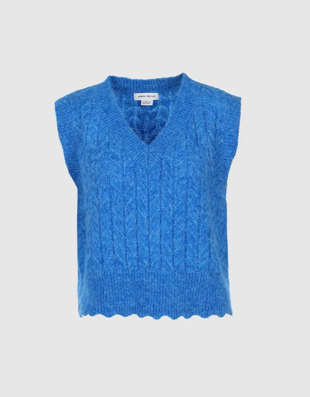 Fuzzy Cable Knit Sweater Vest sold by Urban Revivo