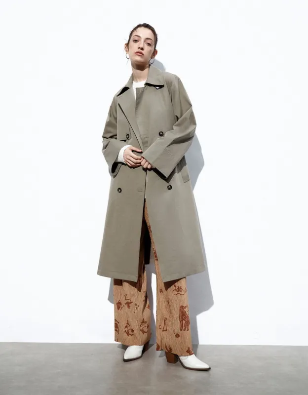 Raglan Sleeve Long Trench Coat sold by Urban Revivo