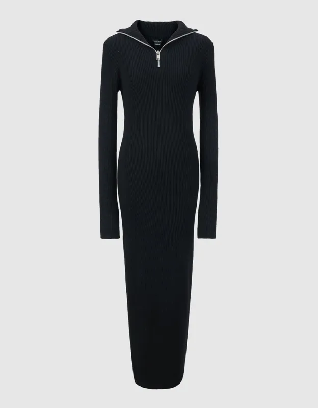 Stand Collar Knitted Dress sold by Urban Revivo