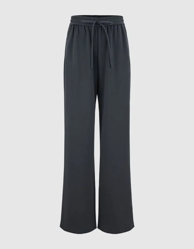 Drawstring Waist Knitted Straight Pants sold by Urban Revivo