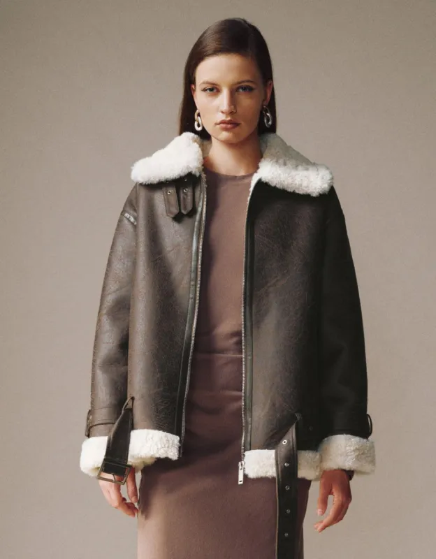 Zipper Front Furry Jacket sold by Urban Revivo