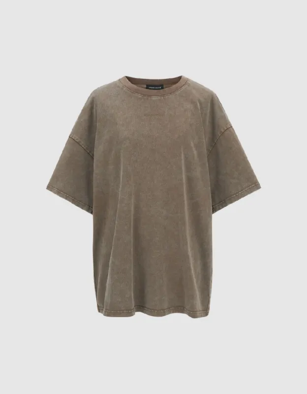 Crew Neck Loose T-Shirt sold by Urban Revivo