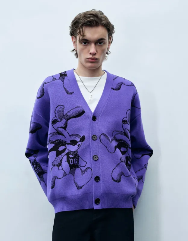 Bunny Print Knit Cardigan made by Urban Revivo