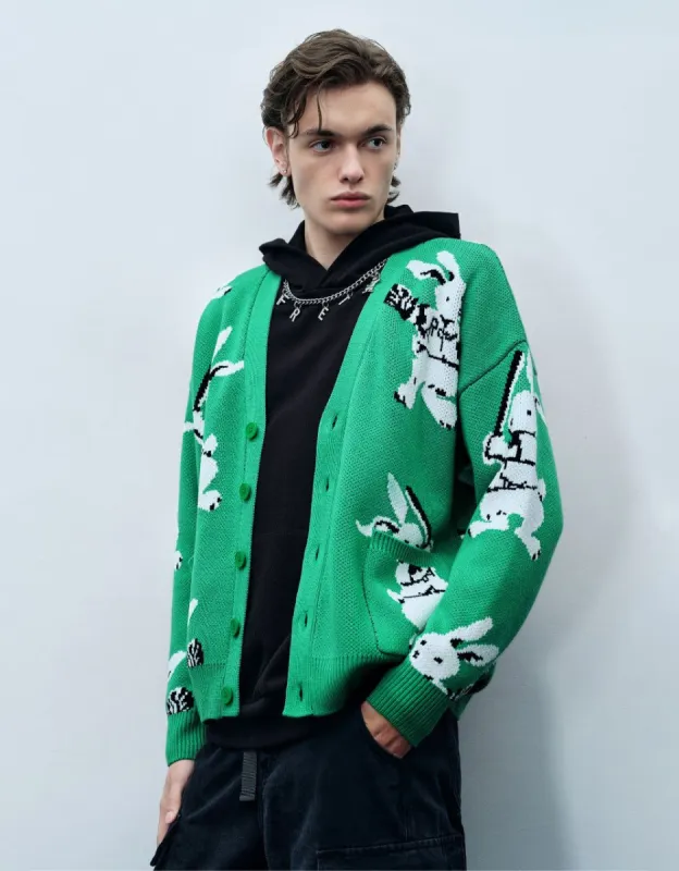 Bunny Pattern Knitted Cardigan sold by Urban Revivo