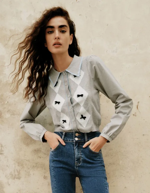 Bow Tie Detail Knitted Cardigan sold by Urban Revivo