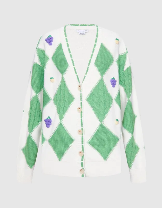 Argyle Button Up Cardigan sold by Urban Revivo