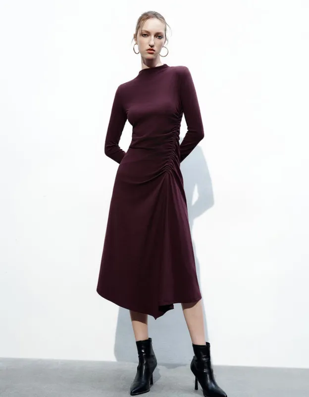 Stand Collar Knitted A-Line Dress sold by Urban Revivo