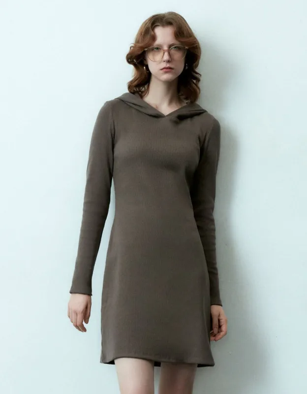 Knitted Hooded Skater Dress sold by Urban Revivo