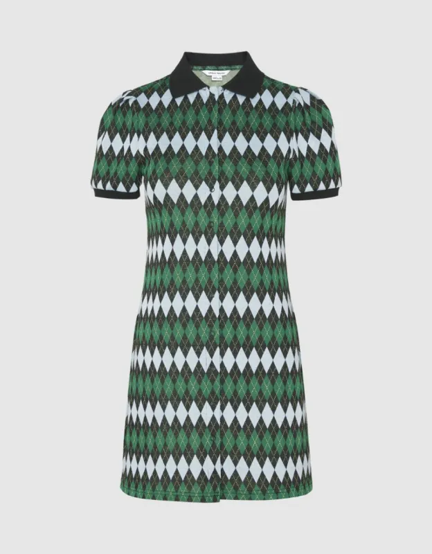 Printed Knitted Polo Dress sold by Urban Revivo