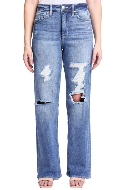 Hailey High Rise Distressed Wide Leg Jeans sold by RFM Denim