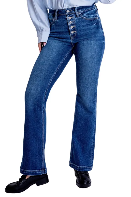 Mia High Rise Exposed Button Bootcut  Jeans sold by RFM Denim