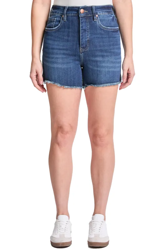 Essential High Rise Fray Hem With Side Slit Shorts sold by RFM Denim