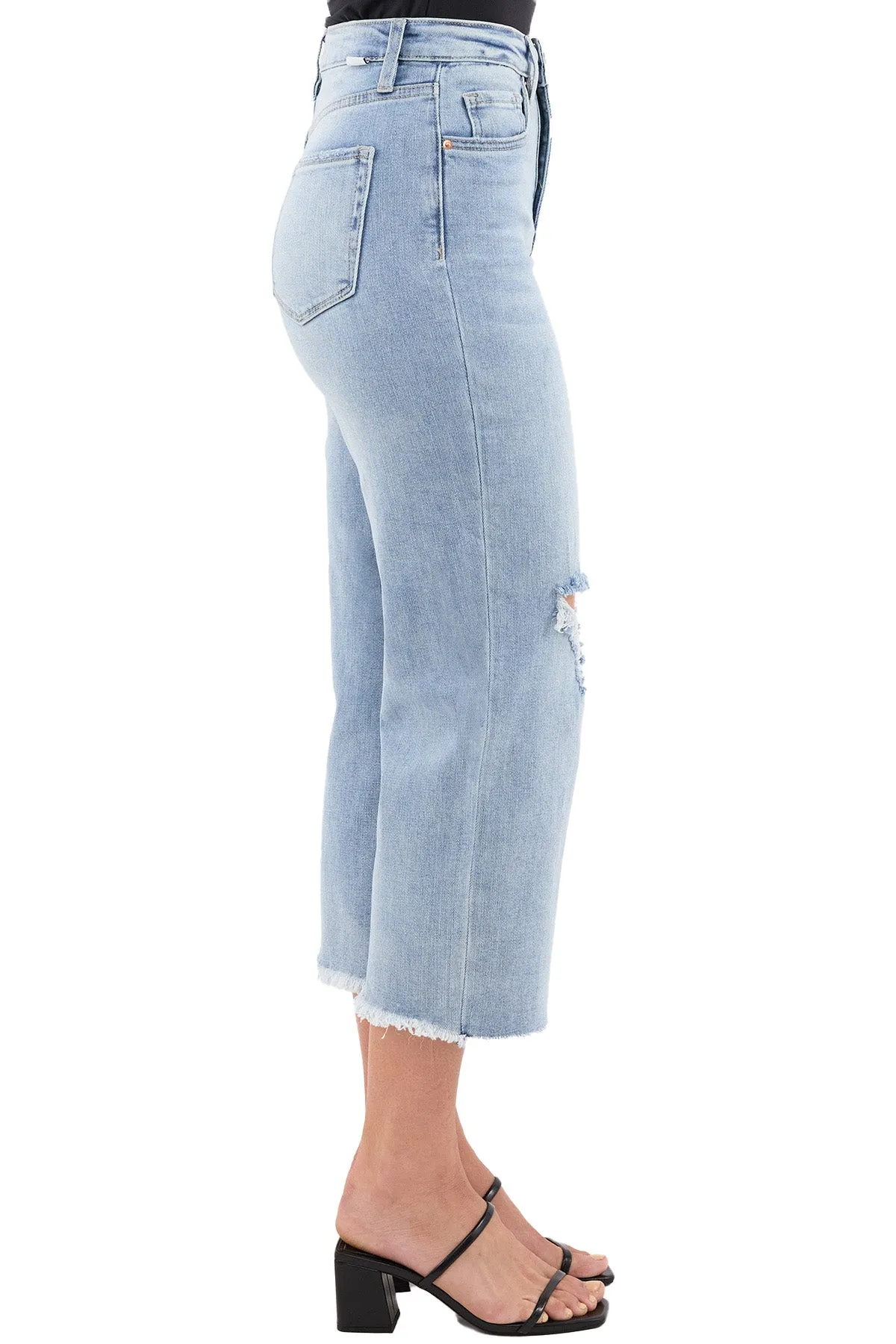 Chloe High Rise Wide Leg Cropped Frayed Jeans sold by RFM Denim product image thumbnail 2