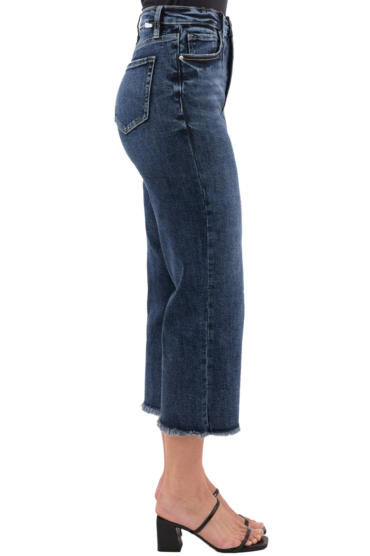 Chloe High Rise Wide Leg Cropped Frayed Jeans sold by RFM Denim product image thumbnail 2