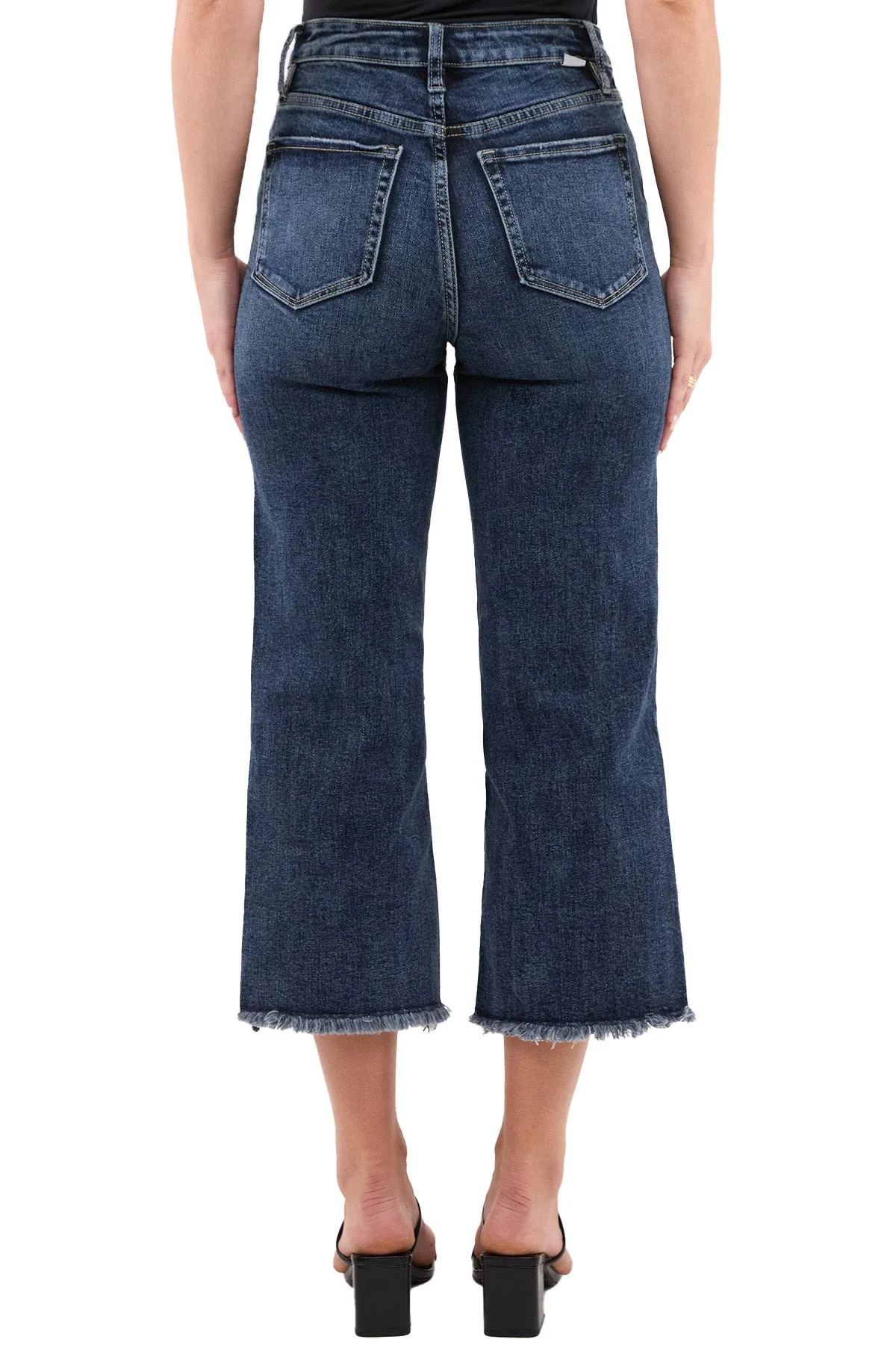 Chloe High Rise Wide Leg Cropped Frayed Jeans sold by RFM Denim product image thumbnail 3