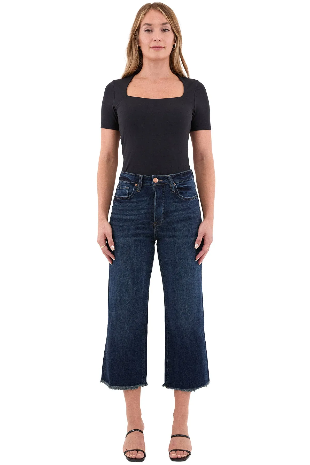 Chloe High Rise Wide Leg Cropped Frayed Jeans sold by RFM Denim product image thumbnail 4