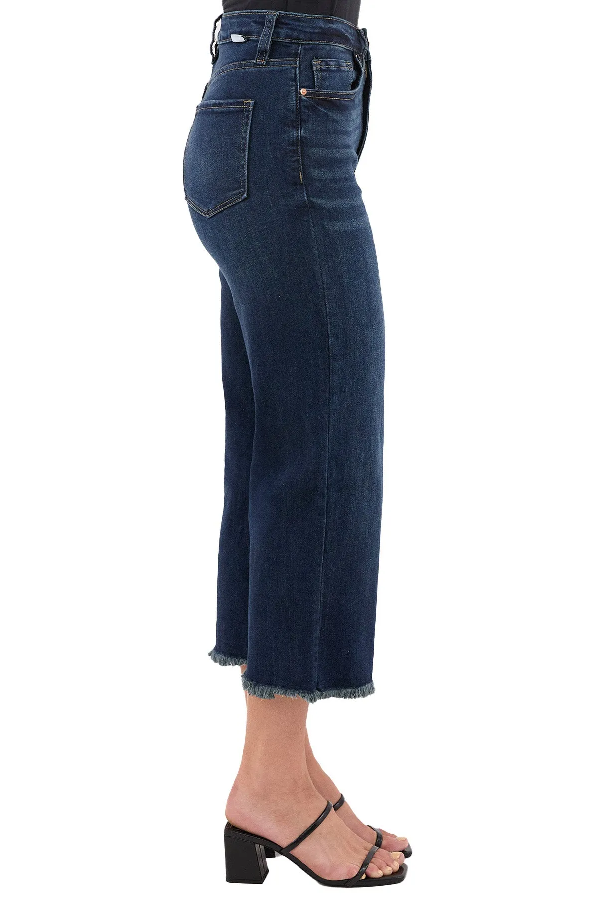 Chloe High Rise Wide Leg Cropped Frayed Jeans sold by RFM Denim product image thumbnail 2