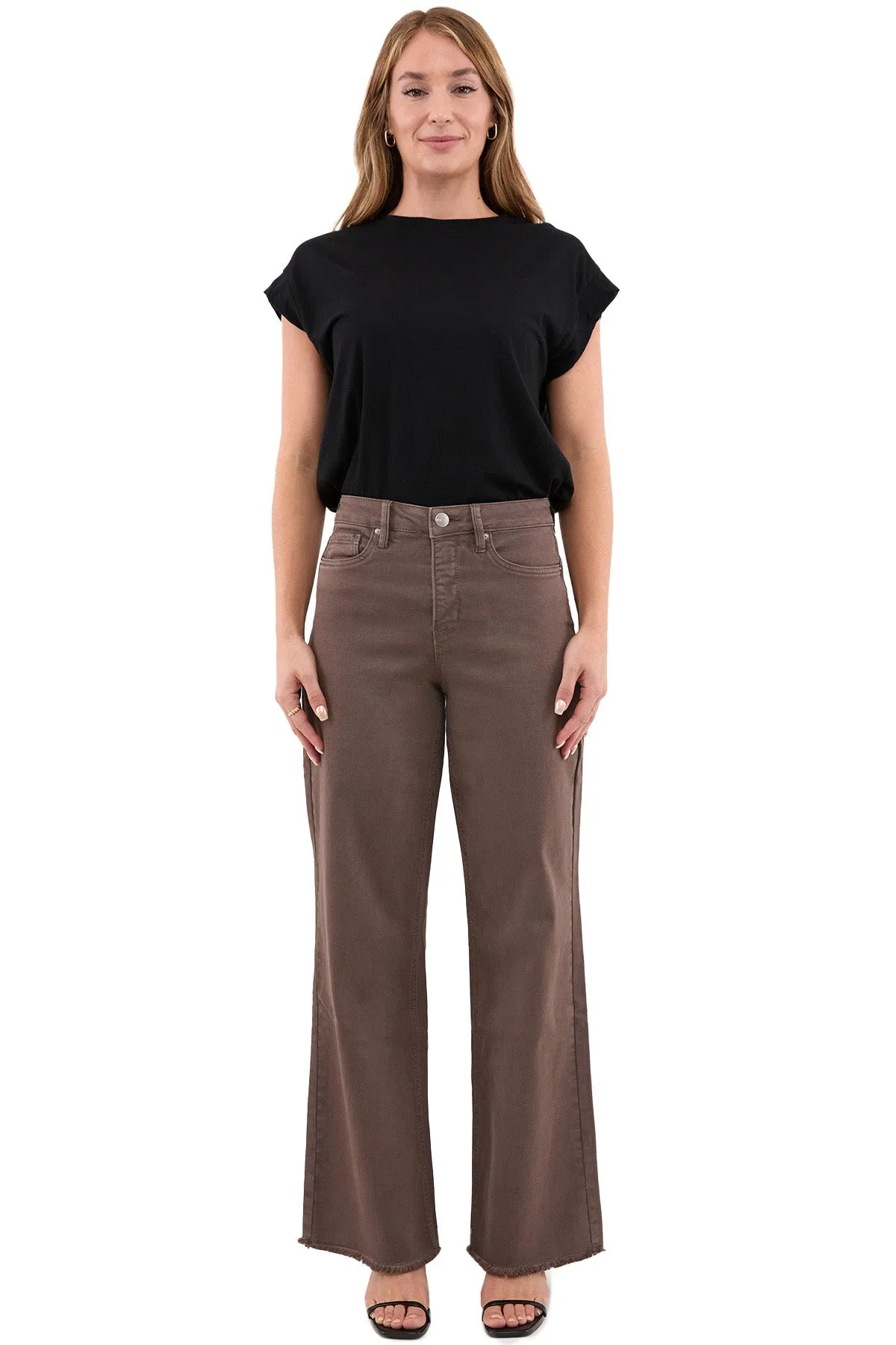 Plus Chloe High Rise Frayed Wide Leg Pants sold by RFM Denim product image thumbnail 4