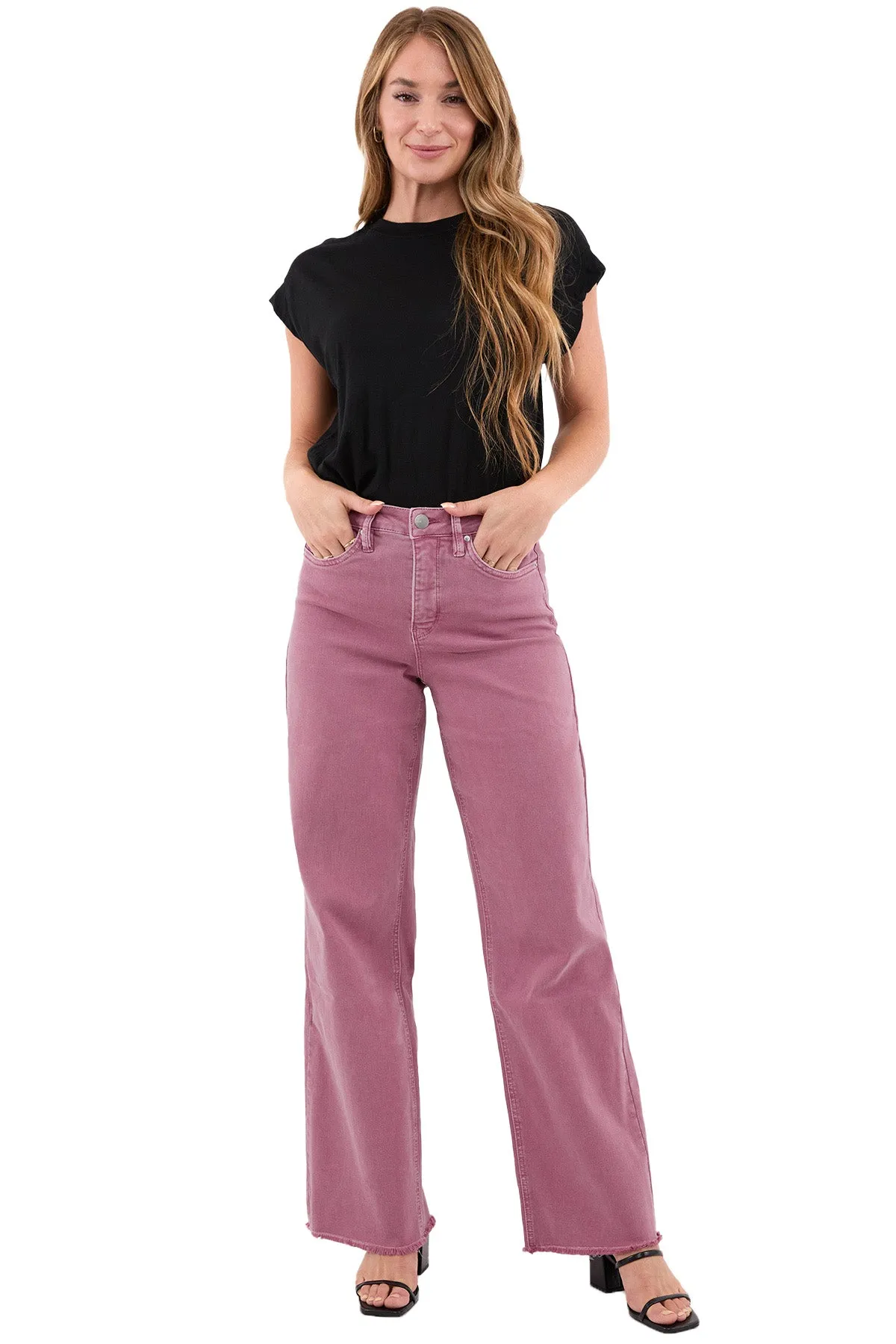 Plus Chloe High Rise Frayed Wide Leg Pants sold by RFM Denim product image thumbnail 4