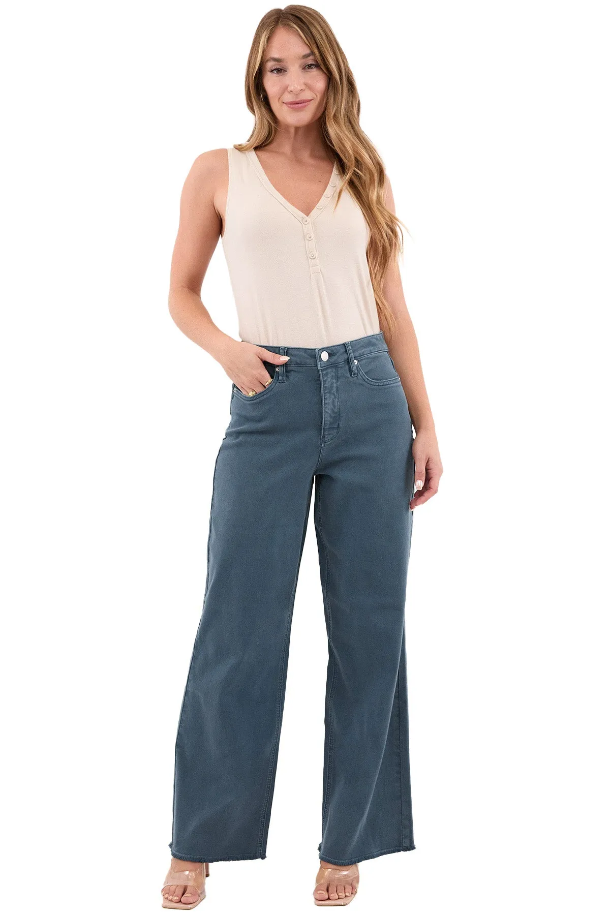 Plus Chloe High Rise Frayed Wide Leg Pants sold by RFM Denim product image thumbnail 5