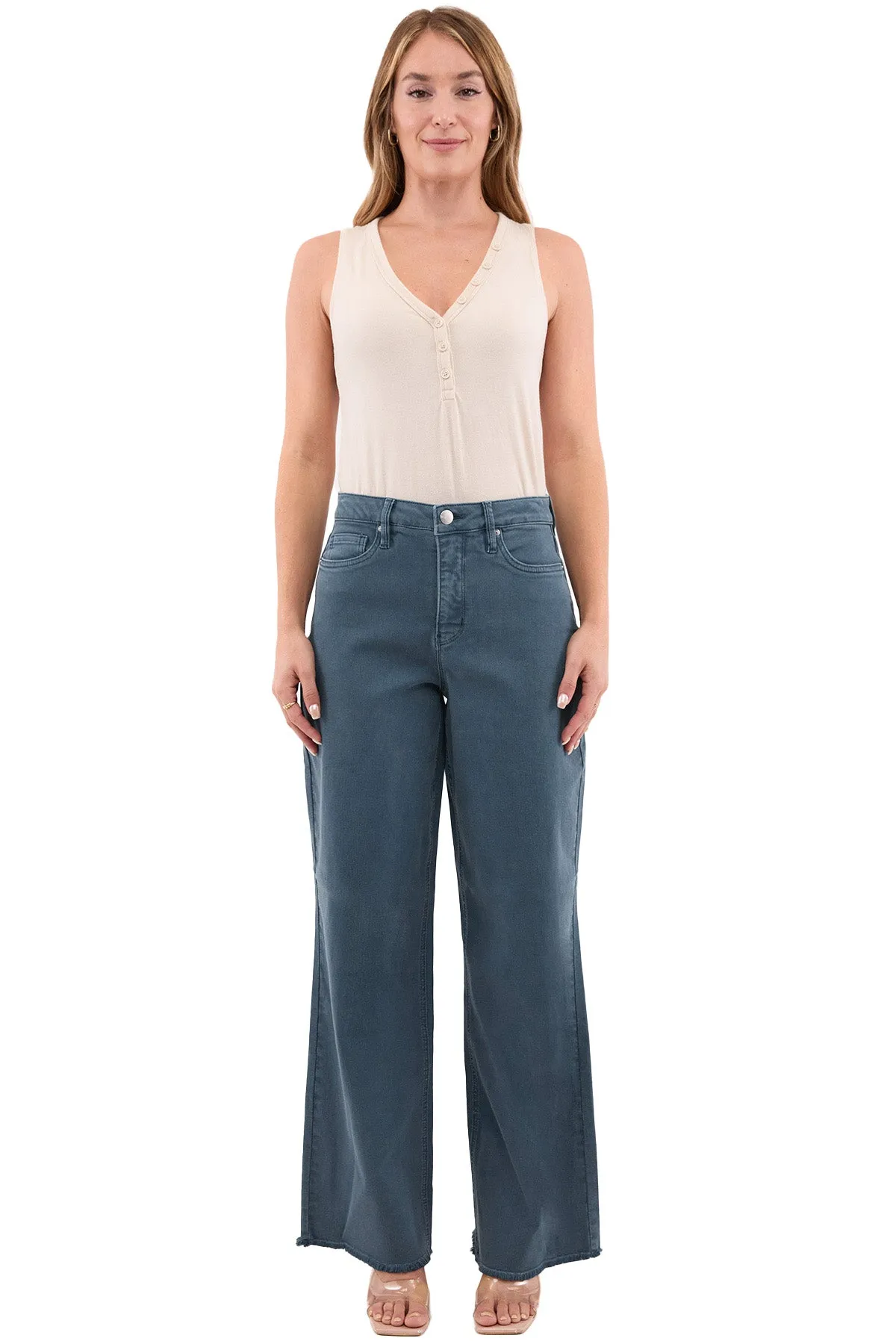 Plus Chloe High Rise Frayed Wide Leg Pants sold by RFM Denim product image thumbnail 4