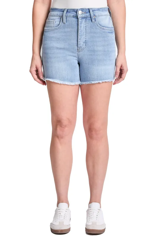 Plus Essential High Rise Fray Hem With Side Slit Shorts sold by RFM Denim