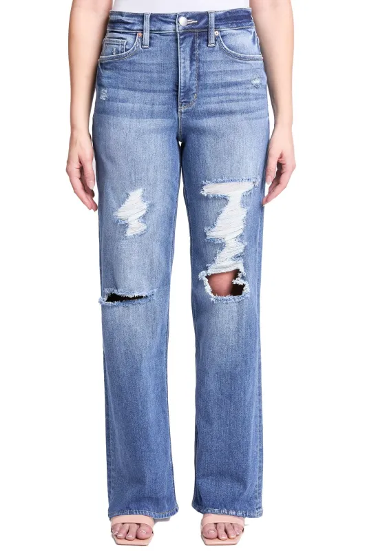 Plus Hailey High Rise Distressed Wide Leg Jeans sold by RFM Denim