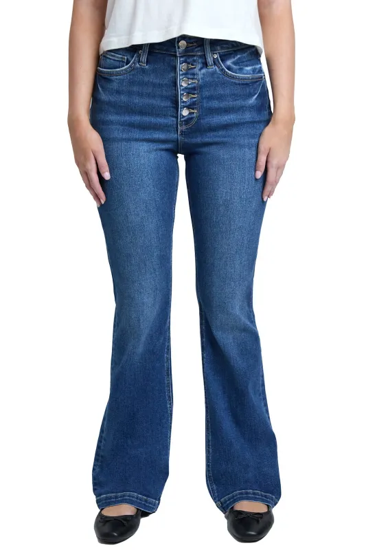 Plus Mia High Rise Exposed Button Bootcut Jeans sold by RFM Denim