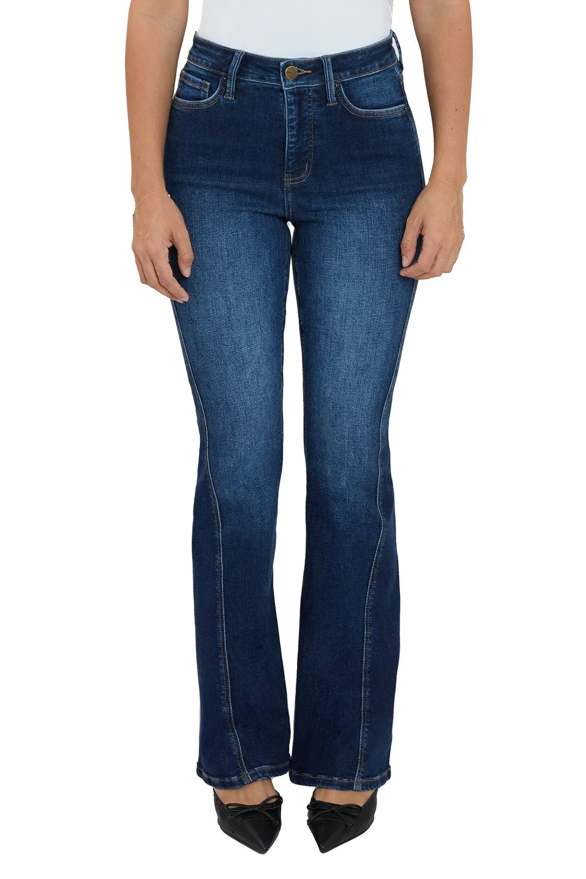 Plus Daisy High Rise Slim Angled Flare Jeans sold by RFM Denim