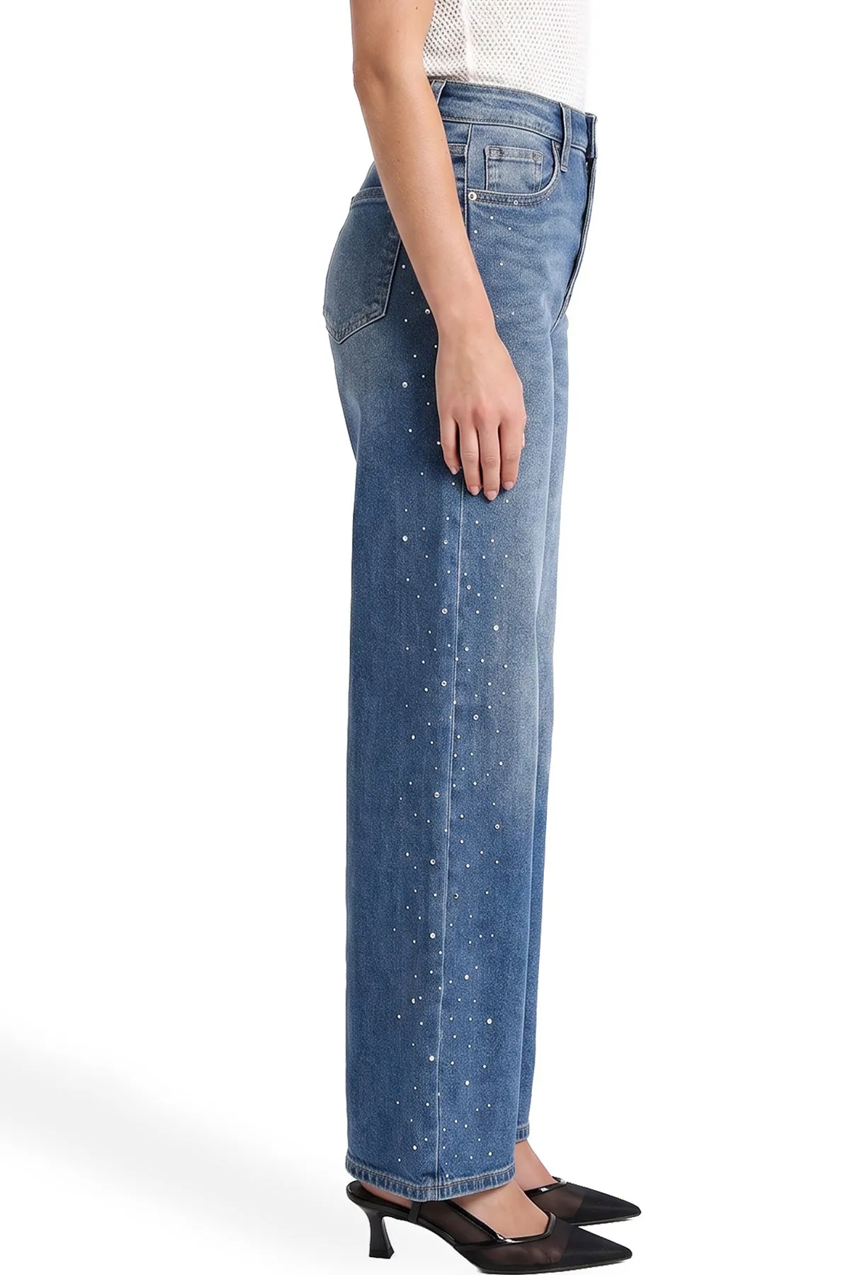Chloe High Rise Wide Leg Jeans with Rhinestones sold by RFM Denim product image thumbnail 3