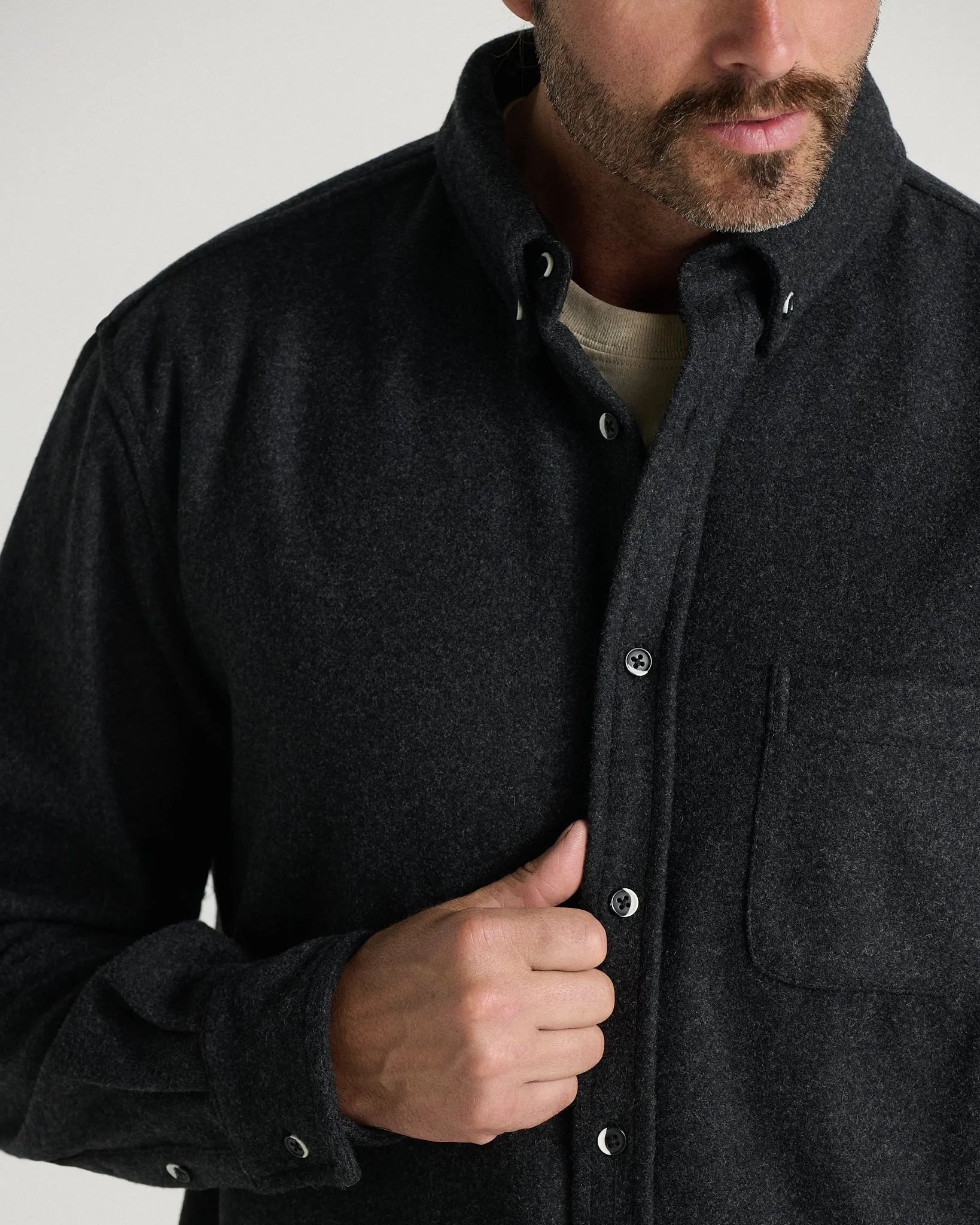 Relaxed Melton Wool Shirt (600GSM) sold by ANIÁN product image thumbnail 4