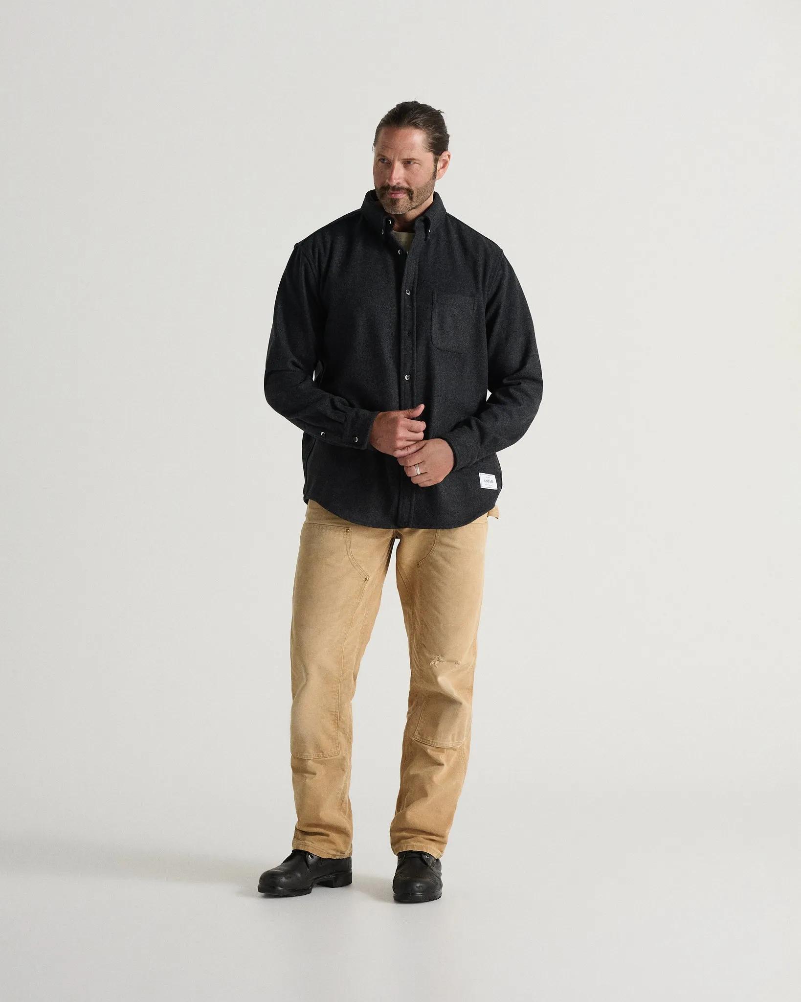 Relaxed Melton Wool Shirt (600GSM) sold by ANIÁN product image thumbnail 3
