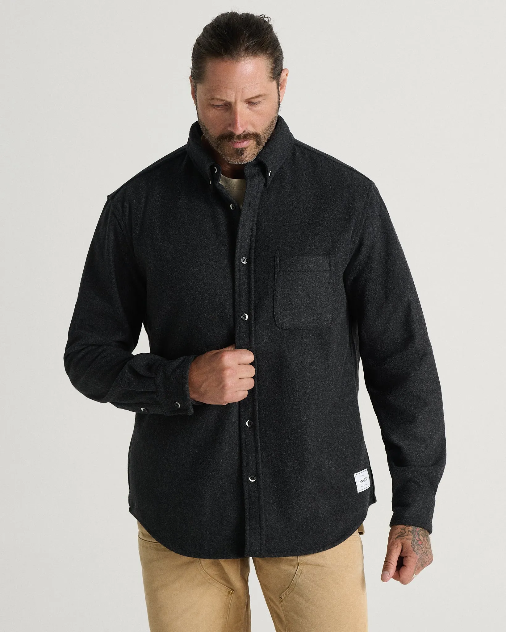 Relaxed Melton Wool Shirt (600GSM) sold by ANIÁN product image thumbnail 2