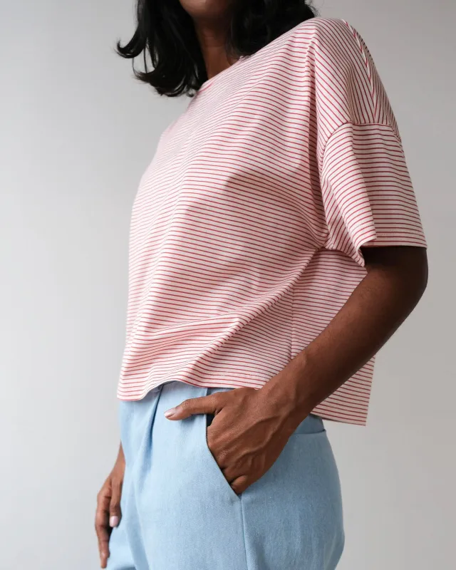 Boxy t-shirt No2470w, stripes made by atelier b