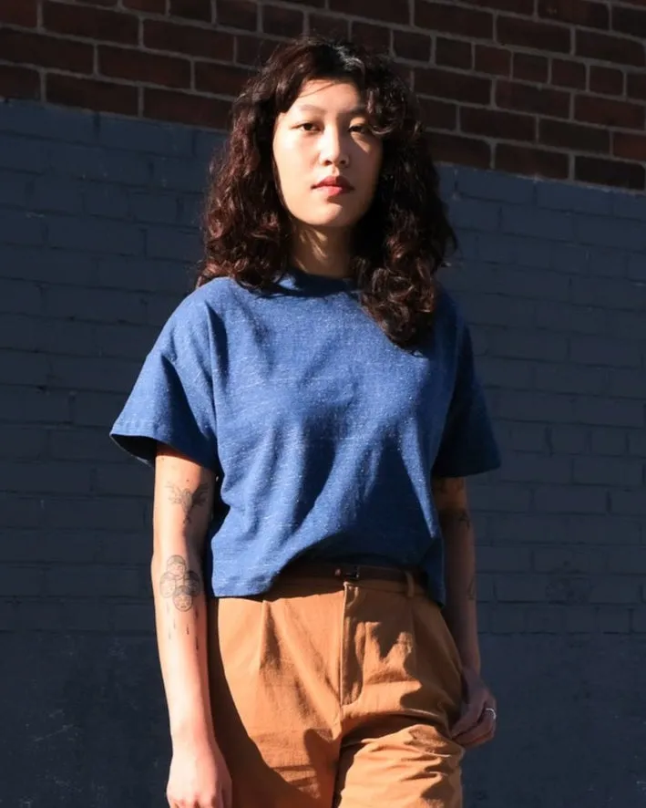 Boxy t-shirt No2470w, stripes and confettis sold by atelier b