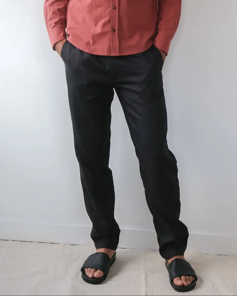 Linen trousers No6028m, black linen size 40 sold by atelier b