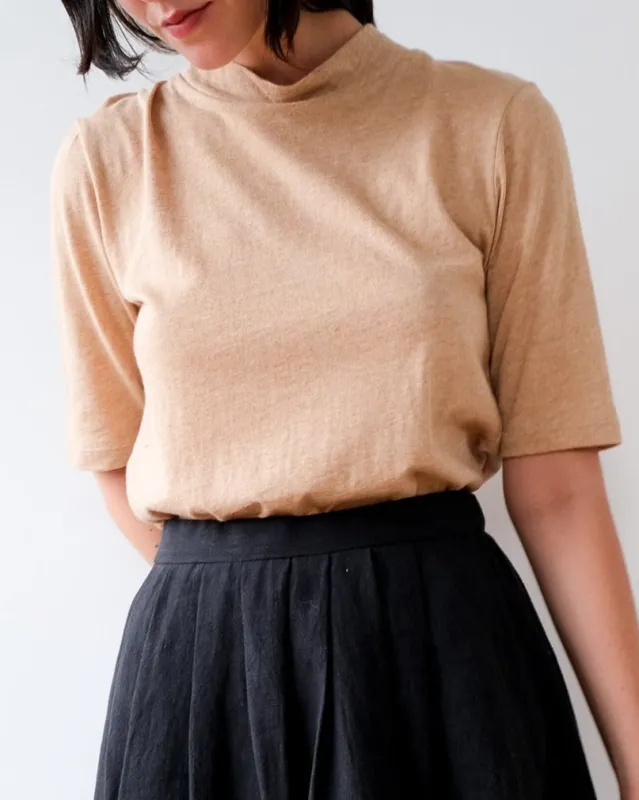 Organic cotton high neck top No5709w x Montloup sold by atelier b