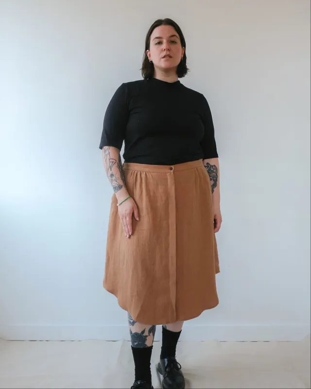 Skirt No2402w, confetti and coffee linen made by atelier b