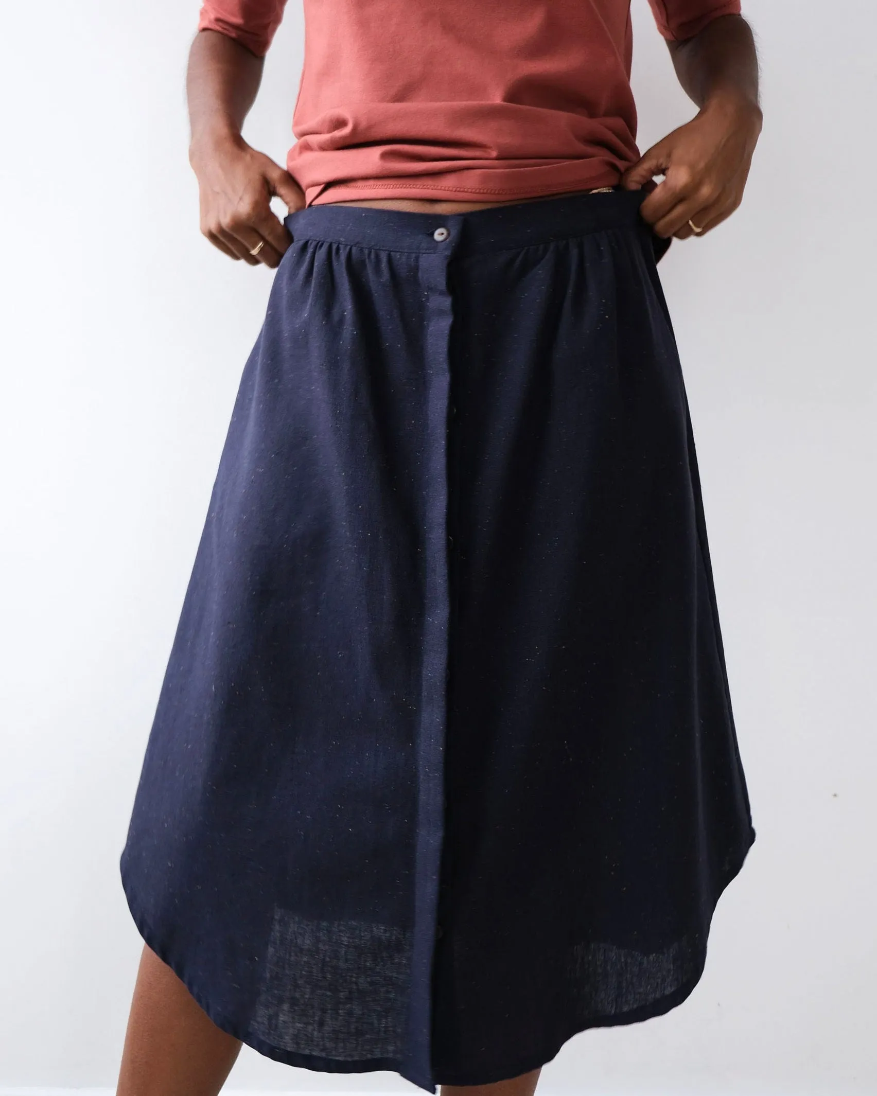 Skirt No2402w, confetti and coffee linen sold by atelier b product image thumbnail 2