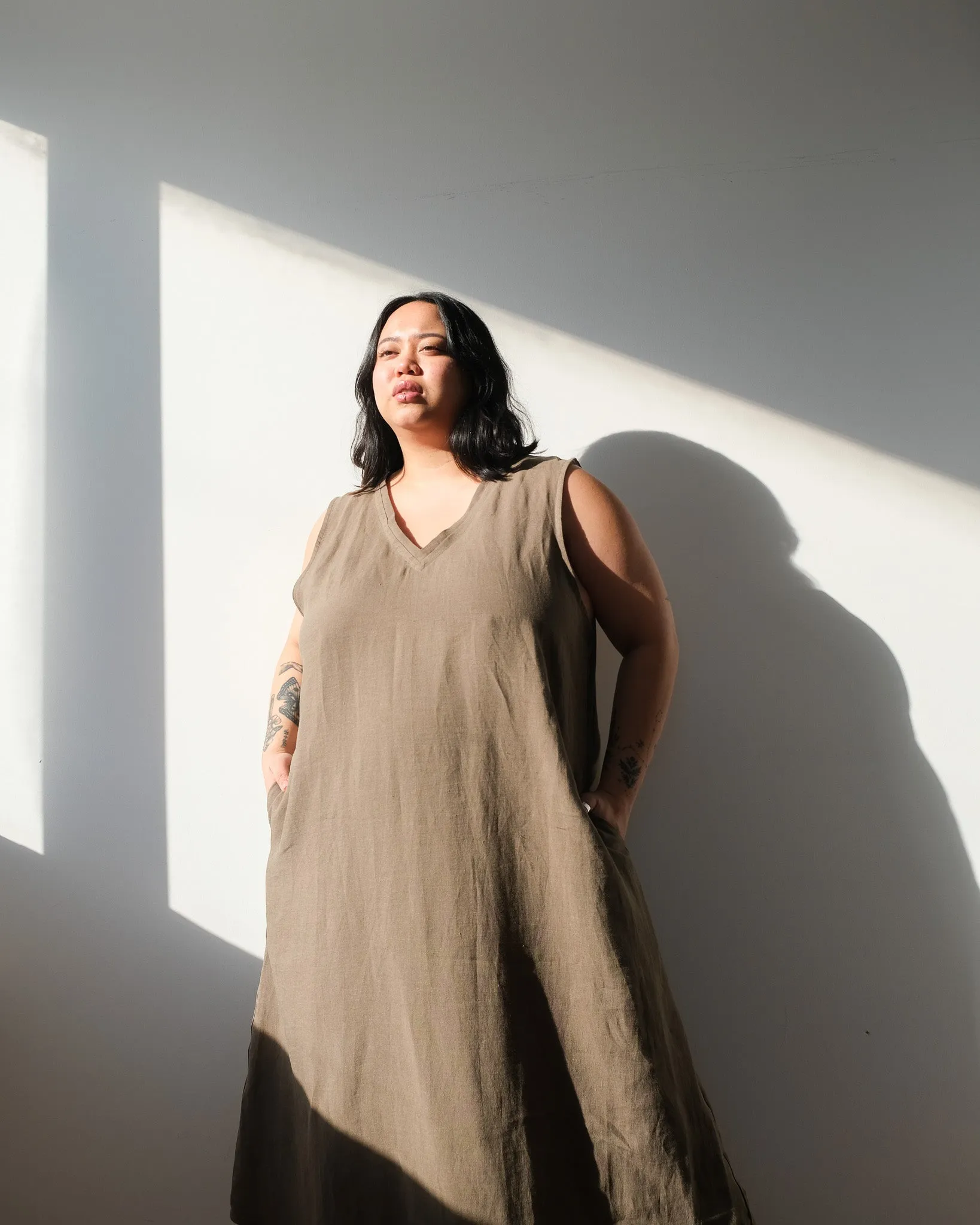 Long linen dress No2313w sold by atelier b