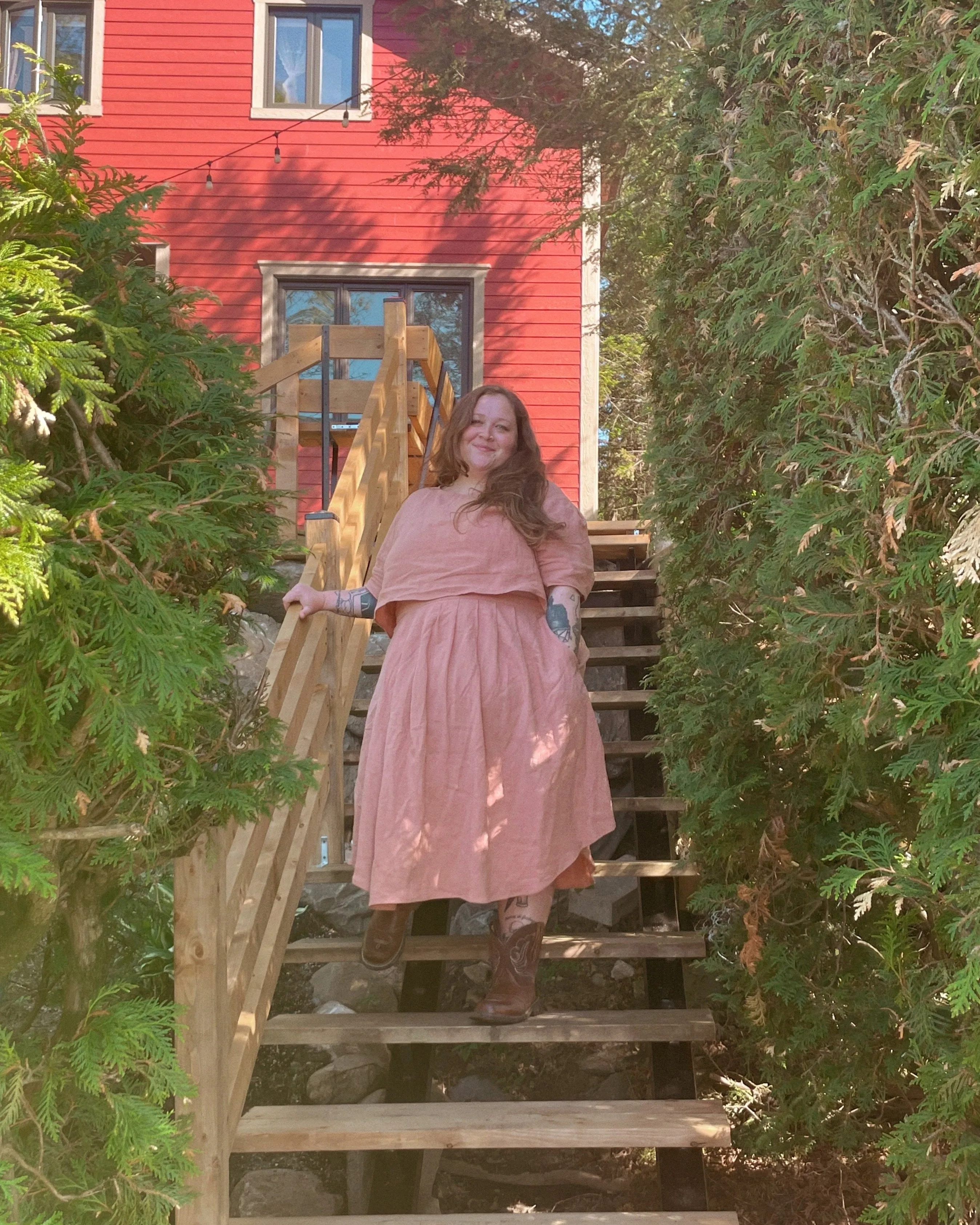 Pleated linen skirt No2202w sold by atelier b