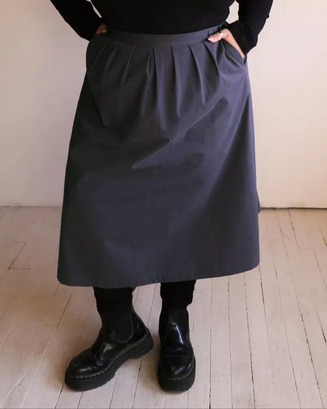 Wrap skirt No2456w, charcoal cotton made by atelier b