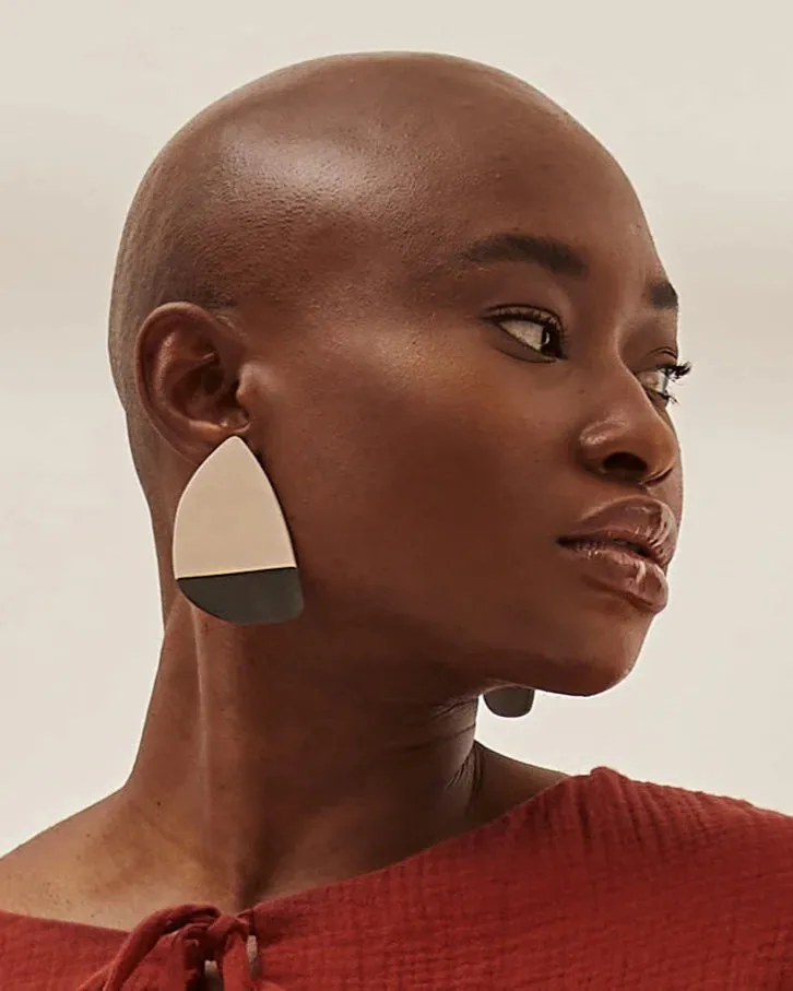 IKUN earrings by Adé, forest and coral sold by atelier b