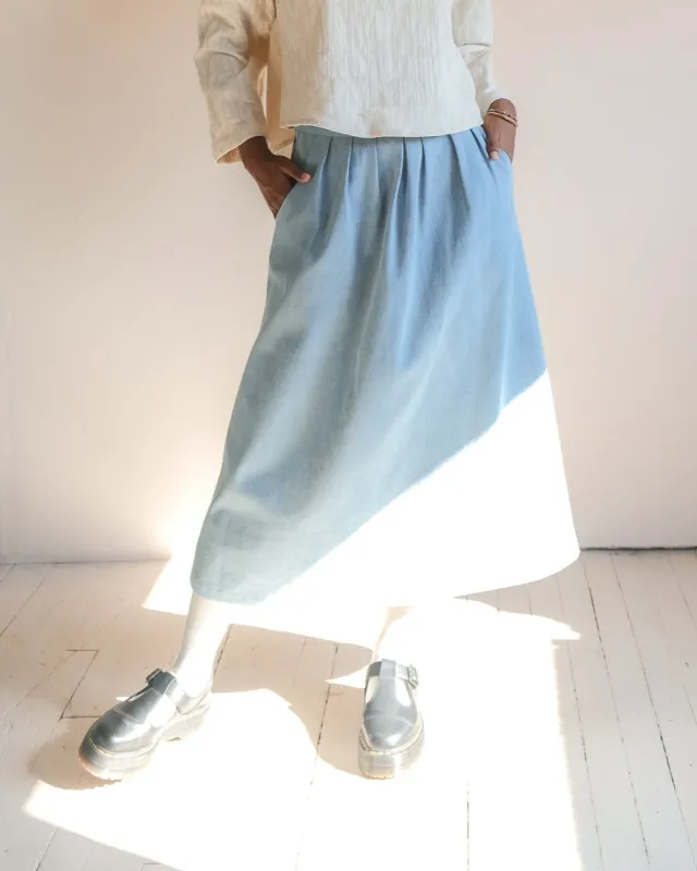 Wrap skirt No2402w, 10 oz indigo denim made by atelier b