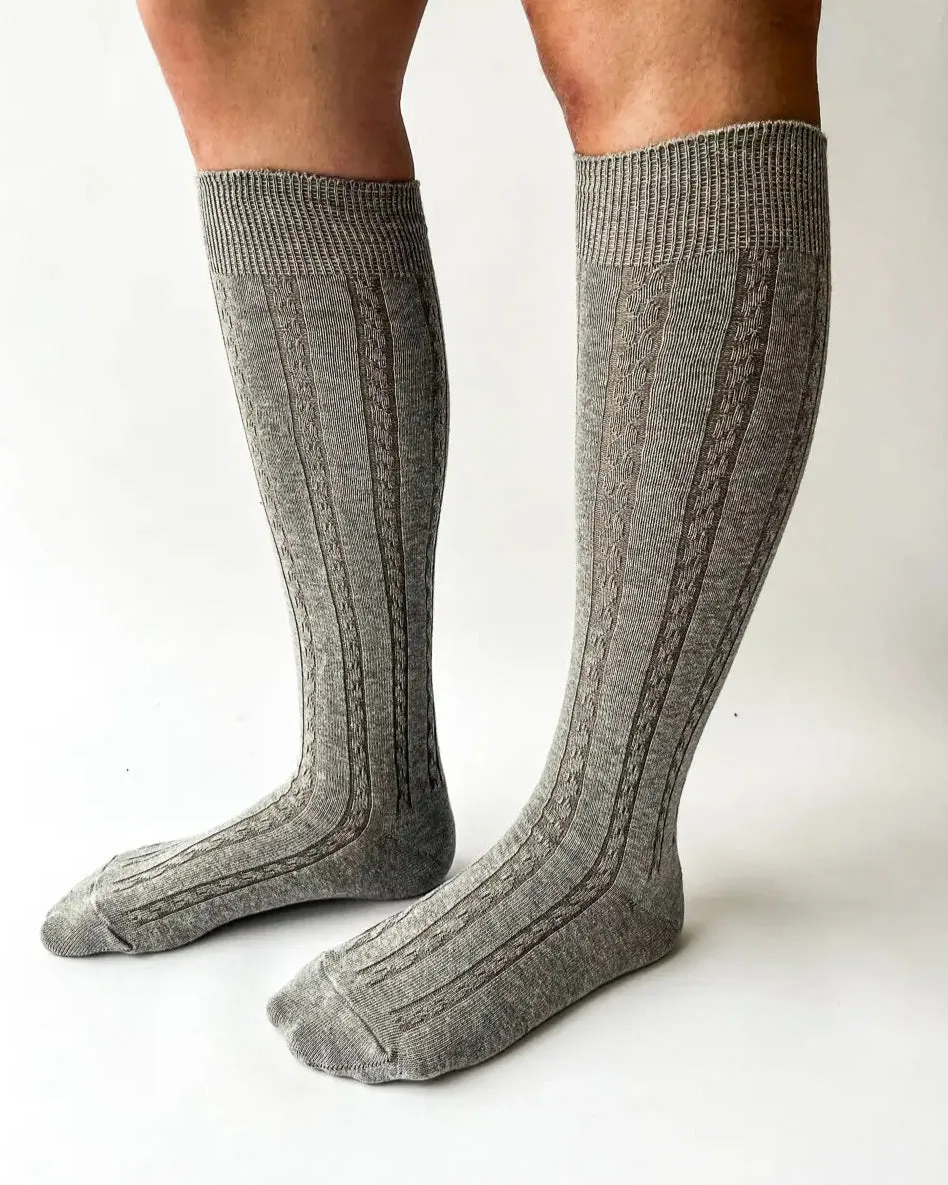Cable knit knee high socks by OKAYOK, grey sold by atelier b product image thumbnail 4