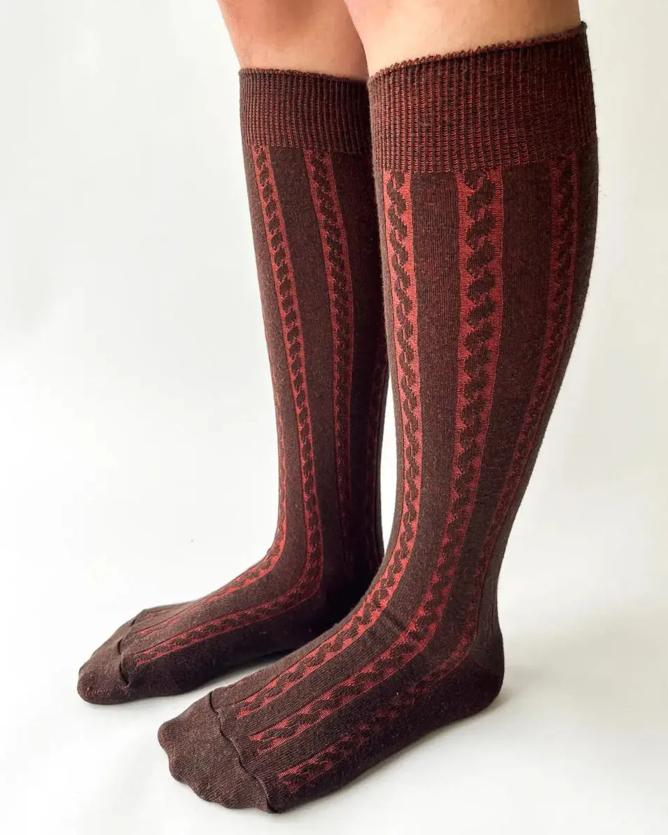 Cable knit knee high socks by OKAYOK, grey sold by atelier b product image thumbnail 3