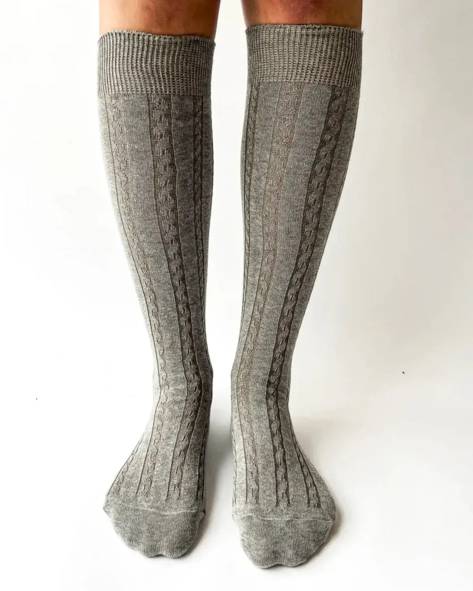 Cable knit knee high socks by OKAYOK, grey sold by atelier b product image thumbnail 2