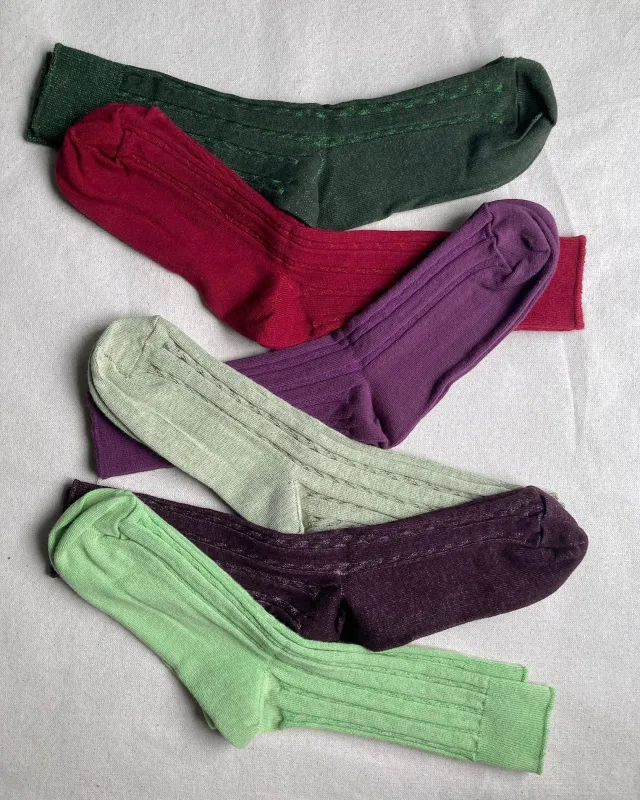 Twisted knit socks by OKAYOK sold by atelier b