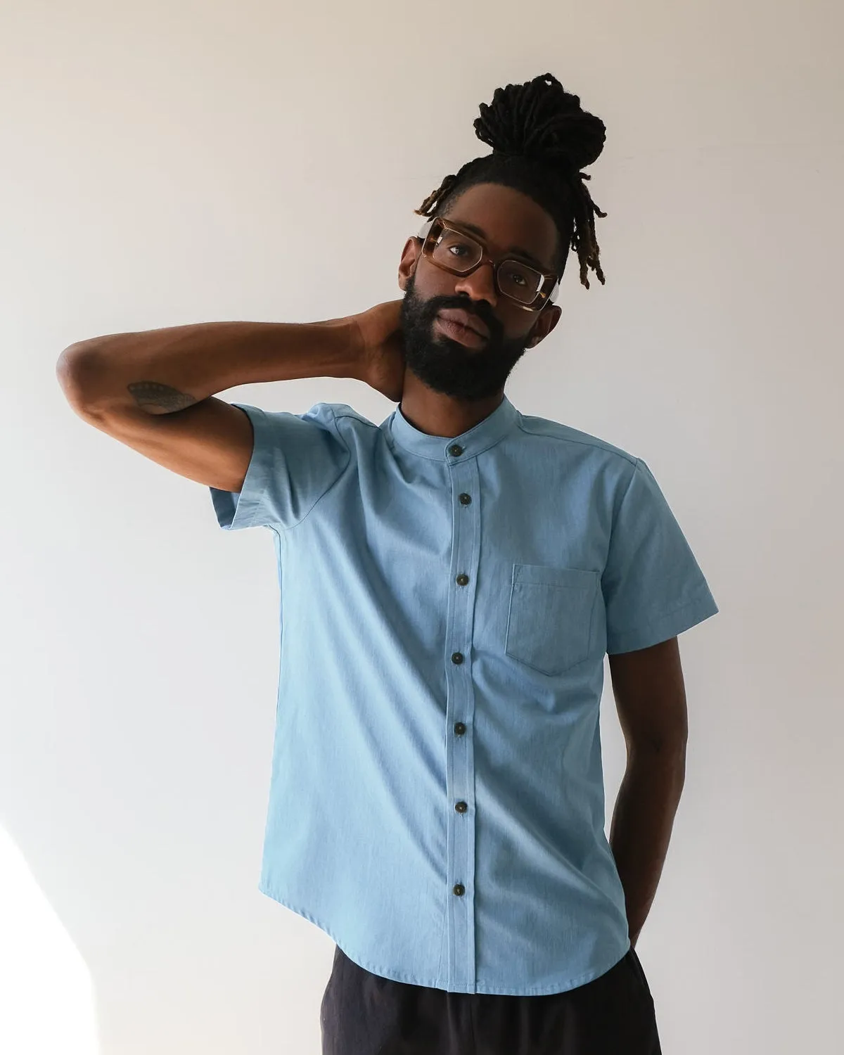 Short sleeve shirt No2444m, denim sold by atelier b