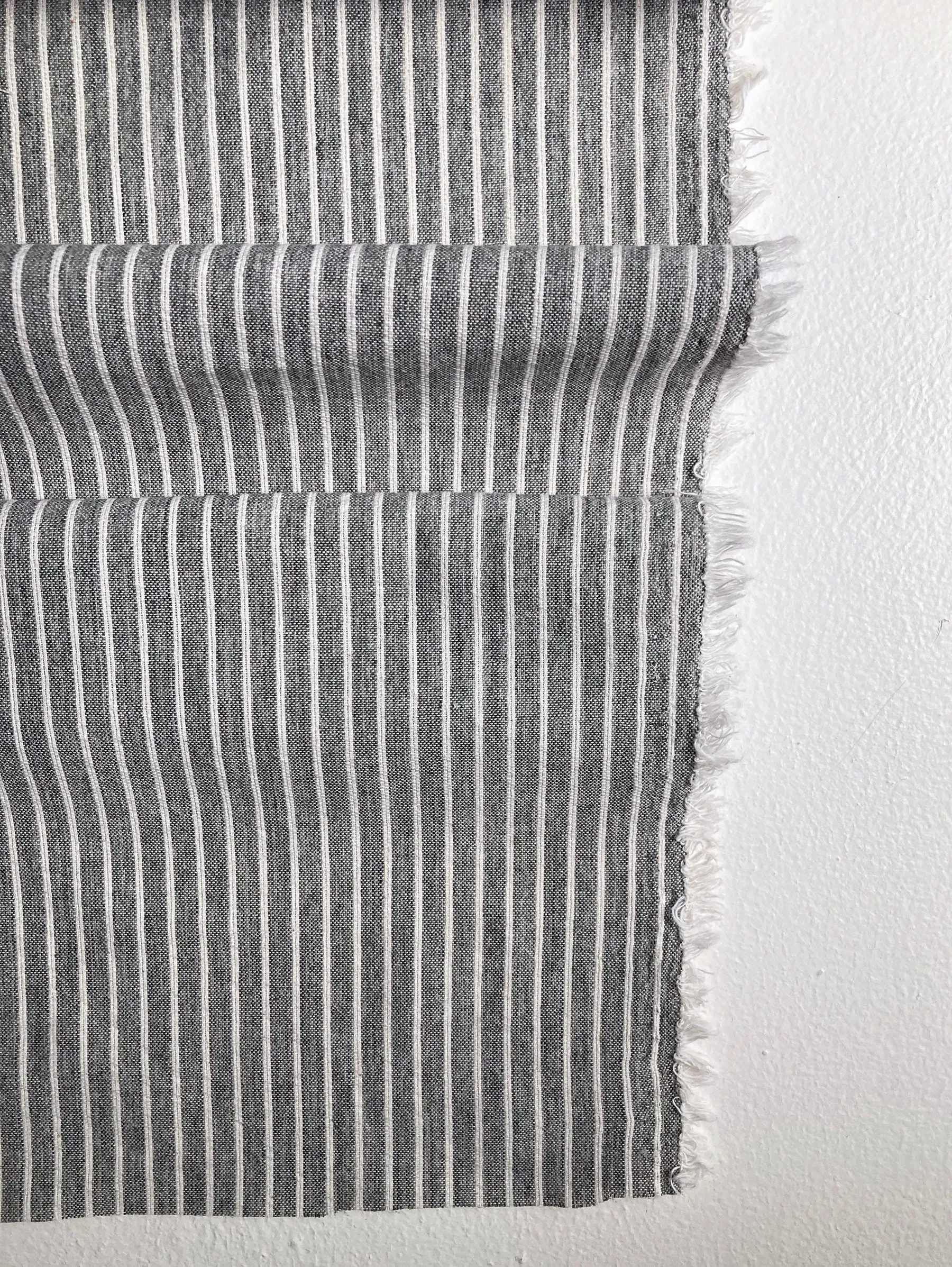 Grey linen with cream stripes, by the half meter sold by atelier b product image thumbnail 2